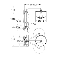 DOMAO REF.ADHY751 HIT ENSEMBLE  600MM D.18MM DOUCHETTE 1 JET