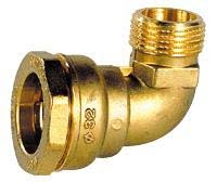 Rac. Laiton PE Eau, Coude Male Fileté