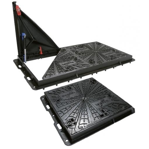 Couverture Télécom Fonte Pam T-MAX D400 Type K Articulé Cadre Fonte